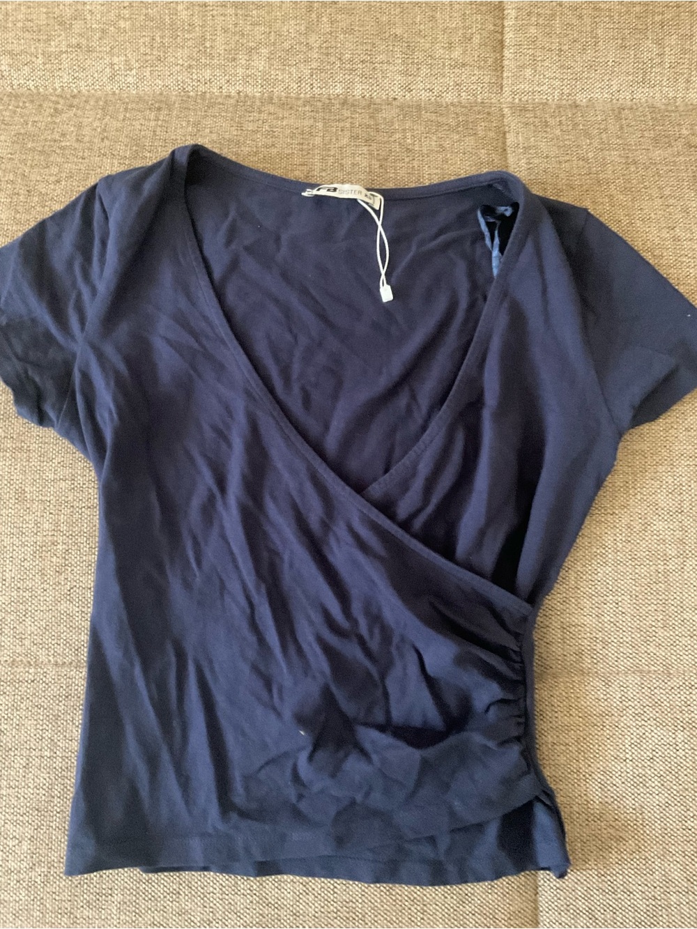 Classic Wrap-Front Short Sleeve Blouse — Navy